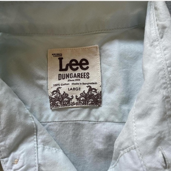Lee Light Blue Short Sleeve Button Up Two Chest Pockets Casual Shirt Large - Picture 4 of 5